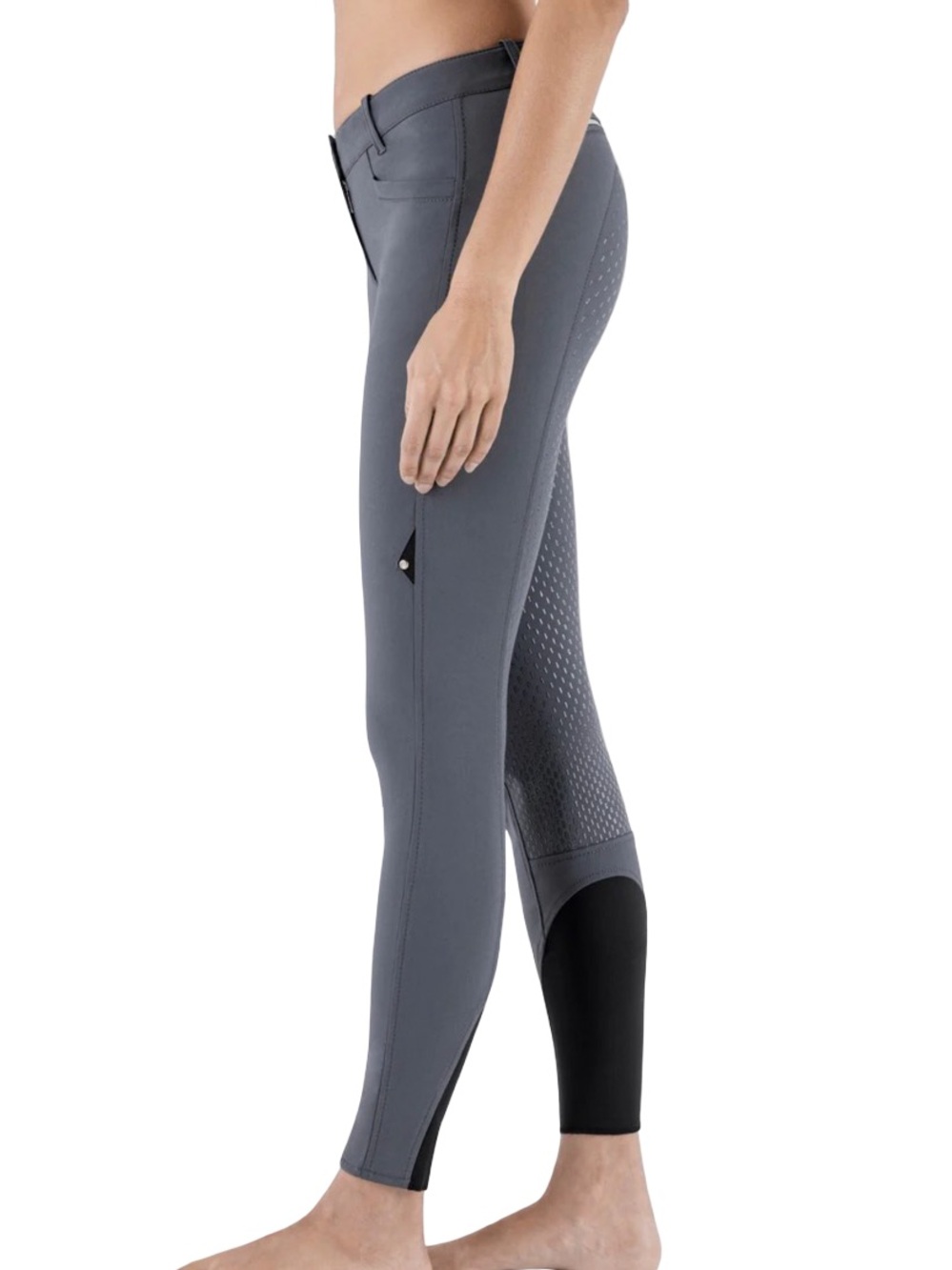 Equiline | Women's Gray Full-Seat Grip Breeches with Rhinestones | IT 44 (US 8)